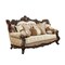 Homeroots 42" Beige Polyester Blend Curved Damask Sofa And Toss Pillows With Brown Legs 348225 - alternate 5