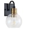 Jonathan Y Marais 5.88" 1-Light Iron/Glass Rustic Vintage LED Vanity Light, Black/Brass Gold JYL3526A - alternate 11