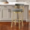 Homeroots 26" Gray and Gold Faux Leather and Stainless Steel Low Back Counter Height Swivel Bar Chair 569170 - alternate 1