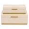 Homeroots Set of Two Cream And Gold Striped Nesting Storage Boxes With Lids, 2PK 712926 - alternate 7