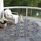 Homeroots 8' Navy Blue Brown And Ivory Round Moroccan Washable Indoor Outdoor Area Rug 605165 - alternate 8