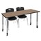 Regency Kee Mobile Adjustable Classroom Table W/ 2 Andy Mobile Chairs, 66 in W, 24 in L, Noble Oak MT6624NOAPCGY40BK - alternate 1