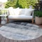 Homeroots 8' Round Navy and Gray Round Ombre Washable Non Skid Indoor Outdoor Area Rug 563651 - alternate 8