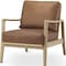 Homeroots 34" Brown and Natural Genuine Leather and Solid Wood Arm Chair 606012 - alternate 5