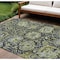 Homeroots 9' X 12' Fern Green And Blue Damask Washable Indoor Outdoor Area Rug 609070 - alternate 1