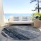 Homeroots 8' Navy Blue Gray And Black Round Abstract Washable Indoor Outdoor Area Rug 605963 - alternate 7