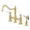 Kingston Brass Bridge Kitchen Faucet with Brass Sprayer, Polished Brass KS3272BPLBS - alternate 1