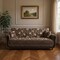 Homeroots 90" Beige And Brown Chenille Convertible Futon Floral Sleeper Sofa With Toss Pillows And Storage 607131 - alternate 5