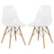 Leisuremod Dover Plastic Dining Side Chair with Wooden Legs, Clear, 2PK EP19CL2 - alternate 1