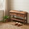 Homeroots 35in Brown Faux Leather and Solid Wood Upholstered Storage Bench With Drawers 723826 - alternate 8