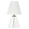 Homeroots 14" Clear Glass Geometric Table Lamp With White Drum Shade 546136 - alternate 1