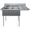 Amgood 57 1/4 in. x 23.5 in. Stainless Steel Two Compartment Sink with 18 in. x 18 in. Bowls and 18 in. Right Drainboard SINK S2C-181812-18R-NF-Z - alternate 5