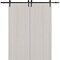 Sartodoors Modern Double Barn Door 72 x 84 inches, BASIC 3001 Ash Franko, 13FT Rail Track Set, Solid Panel I BASIC3001DB-YAFR-7284 - alternate 1
