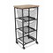 Homeroots 32in Black And Natural Metal And Wood Basket Storage Rolling Cabinet 488861 - alternate 6