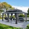 Sunjoy Kingston 20x12 Gazebo, Steel Hardtop Gazebo with Curtain and Netting - Gray Aluminum Posts A1020436A100 - alternate 1