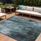 Homeroots 9' X 12' Teal Blue Gray And Ivory Abstract Washable Indoor Outdoor Area Rug 617672 - alternate 1