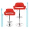 Elama 2 Piece Adjustable Faux Leather Bar Stool in Red with Chrome Base ELM-705A-RED - alternate 8