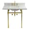 Kingston Brass 36" Carrara Marble Console Sink Set w/ Faucet in Carrara Marble White/Brushed Brass CKVPB36MBSQ7 - alternate 1