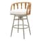 Homeroots 30" Gray Natural and White Aluminum And Faux Rattan Swivel Bar Height Chair 668809 - alternate 4