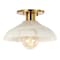 Jonathan Y Amara 10" 1-Light Mid-Century Classic Alabaster/Iron LED Semi Flush Mount, White/Brass Gold JYL1207A - alternate 1