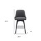 Homeroots 26" Gray and Black Faux Leather with Solid Wood Swivel Counter Height Bar Chair 534478 - alternate 6