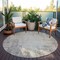 Homeroots 8' Taupe And Ivory Round Abstract Washable Indoor Outdoor Area Rug 612372 - alternate 6