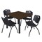 Regency Square Kee Breakroom Table W/ 4 M Stack Chairs, 48 in W, 48 in L, Neo Walnut TB4848NWBPBK47BK - alternate 1