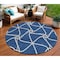 Homeroots 8' Blue And Ivory Round Geometric Washable Indoor Outdoor Area Rug 612865 - alternate 1