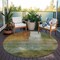 Homeroots 8' Green Copper And Beige Round Abstract Washable Indoor Outdoor Area Rug 603727 - alternate 6