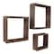 Homeroots Set of Three Espresso Wood Square Hanging Dimensional Sculpture, 3PK 380350 - alternate 1
