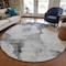 Homeroots 8' Gray Silver And Charcoal Round Abstract Washable Indoor Outdoor Area Rug 582670 - alternate 7