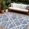 Homeroots 10' X 14' Denim Blue And Ivory Geometric Washable Indoor Outdoor Area Rug 600443 - alternate 1