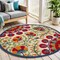 Homeroots 4' Navy Blue Beige Green Blue And Red Round Floral Indoor Outdoor Area Rug 546800 - alternate 8