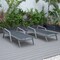 Leisuremod Marlin Patio Chaise Lounge Chair with Armrests in Grey Aluminum Frame, Black, 2PK MLAGR-77BL2 - alternate 6