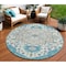 Homeroots 8' Teal Blue Green And Ivory Round Oriental Washable Indoor Outdoor Area Rug 596646 - alternate 1