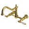 Kingston Brass Two-Handle Wall Mount Bridge Kitchen Faucet, Brushed Brass KS1247WLL - alternate 1