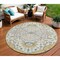 Homeroots 8' Gold Ivory And Blue Round Oriental Washable Indoor Outdoor Area Rug 596628 - alternate 1