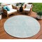 Homeroots 8' Aqua And Ivory Round Geometric Washable Indoor Outdoor Area Rug 577543 - alternate 1
