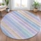 Homeroots 8' Lavender Sky Blue And Beige Round Striped Washable Indoor Outdoor Area Rug 631217 - alternate 5