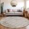Homeroots 8' Chocolate Round Damask Washable Indoor Outdoor Area Rug 607688 - alternate 8