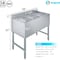 Amgood Three Compartment Undr Bar Snk, 18-3/4in. x 38-1/2in. x 30in. w/3in. Bcksplsh, 10in. x 14in. Bowls AMG SINK BAR S3C-101410-NF-Z - alternate 6