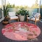 Homeroots 8' Coral Pink And Brown Round Abstract Washable Indoor Outdoor Area Rug 599558 - alternate 7