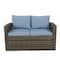 Homeroots Six Piece Outdoor Gray Wicker Sofa Seating Group with Light Blue Cushions 558554 - alternate 7