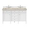 James Martin Vanities Brittany 60" Double Vanity in Bright White, w/ 3 CM Tajnar Eclos Top w/FreePower Wireless Charger 655-V60D-BW-FTJR - alternate 1