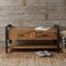 Homeroots 46in Natural and Black Metal Distressed Solid Wood Storage Bench with Drawers 488865 - alternate 6