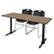 Regency Cain T-Base Training Seminar Table W/ 2 Zeng Stack Chairs, 60 in W, 24 in L, Noble Oak MTRCT6024NO44BK - alternate 1