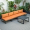 Leisuremod Chelsea 5-Piece Middle Patio Chairs and Coffee Table Set Black Aluminum With Orange Cushions CSTBL-4OR - alternate 6