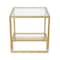 Homeroots 22" Brass And Clear Glass And Steel Square End Table With Shelf 544207 - alternate 6