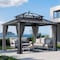Sunjoy Kingston 12x10 Gazebo, Steel & PC Roof Hardtop Gazebo with Curtain and Netting - Gray Aluminum Posts A10204380100 - alternate 1