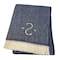 Homeroots 55" X 70" Navy Blue White Herringbone Cotton Blend S Initial Throw Blanket with Tassels Embroidery 680218 - alternate 3